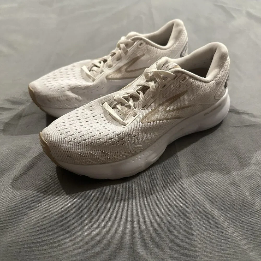 Brooks Glycerin 20 White Khaki Sneakers 1203691B122 Athletic Running Shoes 8B